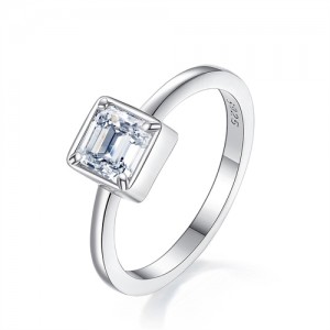 1 CT Moissanite Simple Square Design Fine Jewelry Wholesale Women 925 Sterling Silver Ring