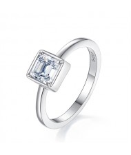 1 CT Moissanite Simple Square Design Fine Jewelry Wholesale Women 925 Sterling Silver Ring