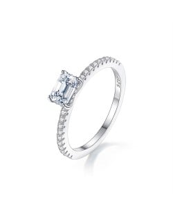 0.6 CT Moissanite Simple Rectangle Design Fine Jewelry Wholesale Women 925 Sterling Silver Ring