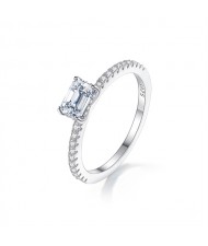 0.6 CT Moissanite Simple Rectangle Design Fine Jewelry Wholesale Women 925 Sterling Silver Ring