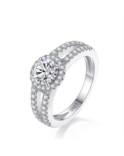 1 CT Moissanite Round Surface Design Fine Jewelry Wholesale Women 925 Sterling Silver Wedding Ring