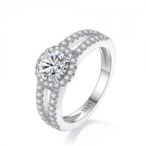 1 CT Moissanite Round Surface Design Fine Jewelry Wholesale Women 925 Sterling Silver Wedding Ring