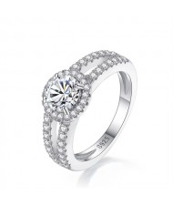 1 CT Moissanite Round Surface Design Fine Jewelry Wholesale Women 925 Sterling Silver Wedding Ring