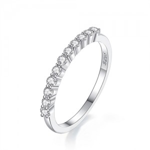 0.33 CT Moissanite Single Row Design Fine Jewelry Wholesale Women 925 Sterling Silver Wedding Ring