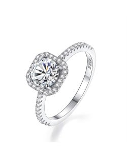 1 CT Moissanite Square Design Fine Jewelry Wholesale Women 925 Sterling Silver Wedding Ring