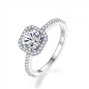 1 CT Moissanite Square Design Fine Jewelry Wholesale Women 925 Sterling Silver Wedding Ring