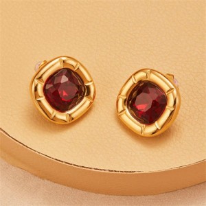 Minimalist Style 316L Stainless Steel Steel Wholesale Earrings - Red