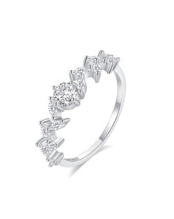 Simple Leaf Design Fine Jewelry Wholesale Women Cubic Zirconia 925 Sterling Silver Wedding Ring