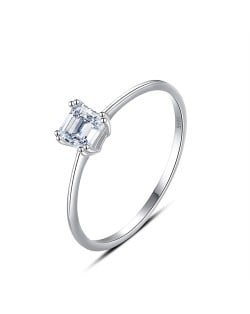 Fine Jewelry Simple Mini Square Design Wholesale Women Cubic Zirconia 925 Sterling Silver Wedding Ring