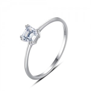 Fine Jewelry Simple Mini Square Design Wholesale Women Cubic Zirconia 925 Sterling Silver Wedding Ring