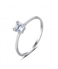 Fine Jewelry Simple Mini Square Design Wholesale Women Cubic Zirconia 925 Sterling Silver Wedding Ring