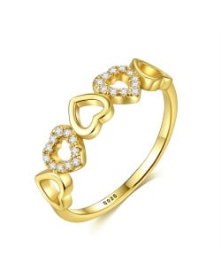 Fine Jewelry Cubic Zirconia Peach Heart Design Wholesale Women 925 Sterling Silver Ring