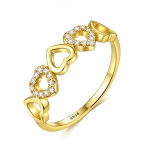 Fine Jewelry Cubic Zirconia Peach Heart Design Wholesale Women 925 Sterling Silver Ring