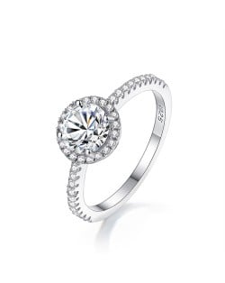 1 CT Moissanite Luxurious Round Surface Design Fine Jewelry Wholesale Women 925 Sterling Silver Wedding Ring