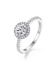 1 CT Moissanite Luxurious Round Surface Design Fine Jewelry Wholesale Women 925 Sterling Silver Wedding Ring