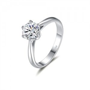 1 CT Moissanite Luxurious Six Claws Design Fine Jewelry Wholesale Women 925 Sterling Silver Wedding Ring