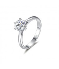 1 CT Moissanite Luxurious Six Claws Design Fine Jewelry Wholesale Women 925 Sterling Silver Wedding Ring