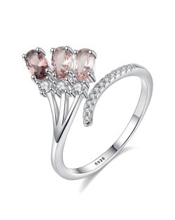 Fine Jewelry Morganite Flower Design Wholesale Women Fashion 925 Sterling Silver Ring