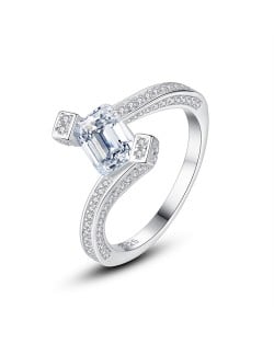 Fine Jewelry Cubic Zirconia Unique Irregular Shape Design Wholesale Women 925 Sterling Silver Ring
