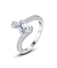 Fine Jewelry Cubic Zirconia Unique Irregular Shape Design Wholesale Women 925 Sterling Silver Ring