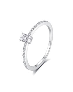 Fine Jewelry Simple Luxurious Oval Cubic Zirconia Wholesale Women 925 Sterling Silver Ring