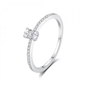 Fine Jewelry Simple Luxurious Oval Cubic Zirconia Wholesale Women 925 Sterling Silver Ring