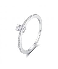 Fine Jewelry Simple Luxurious Oval Cubic Zirconia Wholesale Women 925 Sterling Silver Ring