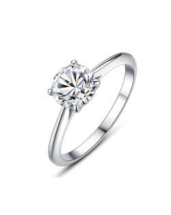 Fine Jewelry Simple Classic Four Claws Design Cubic Zirconia Wholesale Women 925 Sterling Silver Wedding Ring