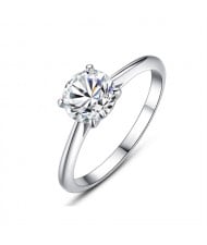 Fine Jewelry Simple Classic Four Claws Design Cubic Zirconia Wholesale Women 925 Sterling Silver Wedding Ring