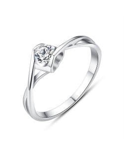 Fine Jewelry Three-dimensional Heart Design Cubic Zirconia Wholesale Women 925 Sterling Silver Wedding Ring
