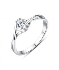 Fine Jewelry Three-dimensional Heart Design Cubic Zirconia Wholesale Women 925 Sterling Silver Wedding Ring