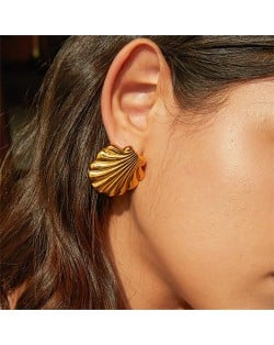 Golden Sea Shell Style Fashion Jewelry Stainless Steel Steel Wholesale Earrings