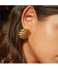 Golden Sea Shell Style Fashion Jewelry Stainless Steel Steel Wholesale Earrings