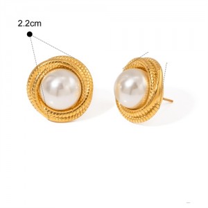 Screw Design Elegant Pearl Fashion Jewelry Stainless Steel Steel Wholesale Stud Earrings