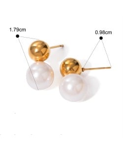 Golden Ball with Pearl Design Simple Fashion Jewelry Stainless Steel Steel Wholesale Earrings