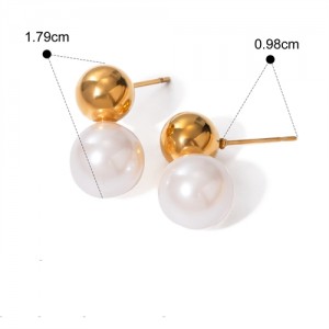 Golden Ball with Pearl Design Simple Fashion Jewelry Stainless Steel Steel Wholesale Earrings