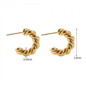 Twist C Shape Design Fashion Jewelry Women Stainless Steel Wholesale Earrings