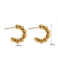 Twist C Shape Design Fashion Jewelry Women Stainless Steel Wholesale Earrings