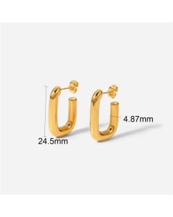 Simple Office Style C Shape Design Fashion Jewelry Women Stainless Steel Wholesale Earrings
