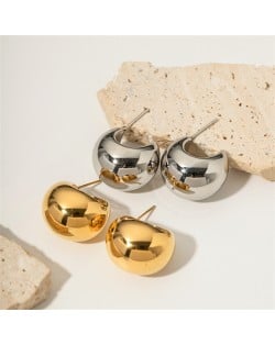 1 Pair Thick Samicircel C Shape Design Fashion Jewelry Women Stainless Steel Wholesale Earrings