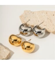 1 Pair Thick Samicircel C Shape Design Fashion Jewelry Women Stainless Steel Wholesale Earrings