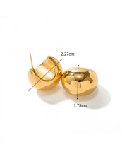 1 Pair Thick Samicircel C Shape Design Fashion Jewelry Women Stainless Steel Wholesale Earrings