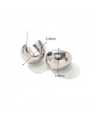 1 Pair Thick Samicircel C Shape Design Fashion Jewelry Women Stainless Steel Wholesale Earrings
