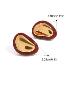 Irregular Red Agate Geometry Design Fashion Jewelry Women Stainless Steel Wholesale Earrings