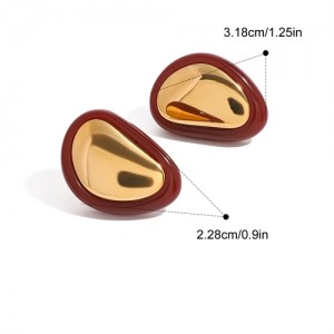 Irregular Red Agate Geometry Design Fashion Jewelry Women Stainless Steel Wholesale Earrings