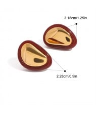 Irregular Red Agate Geometry Design Fashion Jewelry Women Stainless Steel Wholesale Earrings