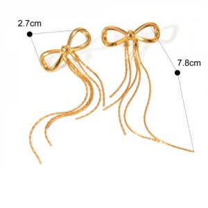 Gentle Bow-not Tassel Fashion Jewelry Women Stainless Steel Wholesale Earrings
