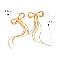 Gentle Bow-not Tassel Fashion Jewelry Women Stainless Steel Wholesale Earrings
