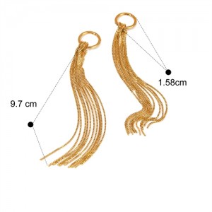 Golden Circel Long Tassel Fashion Jewelry Women Stainless Steel Wholesale Earrings
