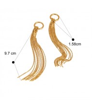 Golden Circel Long Tassel Fashion Jewelry Women Stainless Steel Wholesale Earrings
